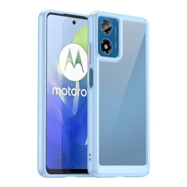 Imagem de GTBDEKI Capa transparente para Moto G24, com protetor de tela HD, policarbonato rígido à prova de choque + capa protetora de TPU para Motorola Moto G24 azul cristal
