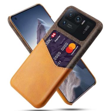 Imagem de Capa para Xiaomi Mi 11 ULTRA,Tela e tampa de couro PU,Antideslizante,360°cobertura completa à prova de choque com 1 slot de cartão atrás,Prevenção de queda-Brown