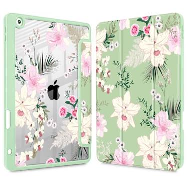 Imagem de May Chen Capa para iPad 9ª geração com suporte para lápis, iPad 8ª/7ª geração de 10,2 polegadas, [porta-canetas] Suporte triplo para despertar/hibernar, capa traseira transparente de TPU (poliuretano