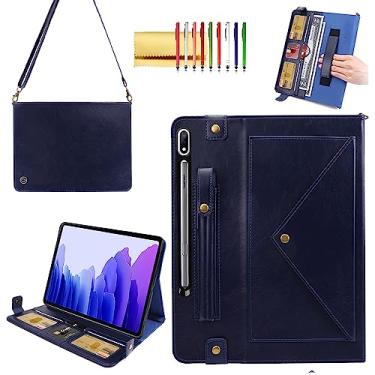 Imagem de Capa para Samsung Galaxy Tab S10 Ultra/S9 Ultra/S8 Ultra 37.1 cm, Techcircle Folio Stand PU Leather Cover com alça de mão, capa transversal com porta-canetas, compartimentos para cartões, envelope e