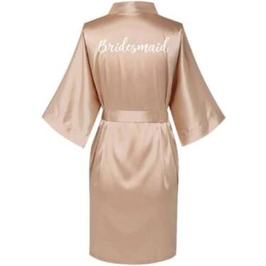 Imagem de Roupão De Banho De Cetim Vestes De Seda Plus Size Roupão De Banho De Casamento Noiva Vestido De Dama De Honra Vestido Roupas Femininas, champ sister bride, M