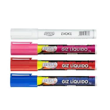 Imagem de Giz Líquido 6mm 4g Brw - Caneta Lousa Quadro Vidro Carros, KIT (1 BRAN