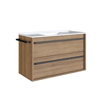 Imagem de Gabinete Suspenso de 80cm com Lavatório 1 Porta 1 Gaveta Mel acompanha 1 Toalheiro BH8030MCUBA