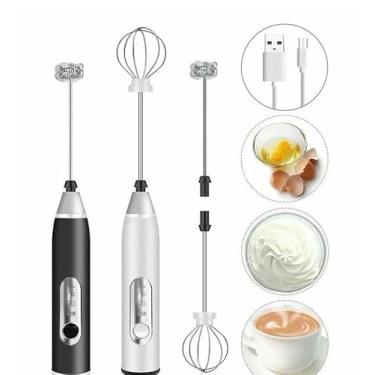 Imagem de Mini Mixer Misturador de Bebidas Suco Café Batedor de Ovos Fuê Portátil Elétrico Recarregável (PRETO)