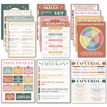 Imagem de EggSun 15 peças de pôsteres de saúde mental para decoração de sala de aula, suprimentos para conselheiros, decoração de escritório, arte de parede com citações inspiradoras para escola em casa