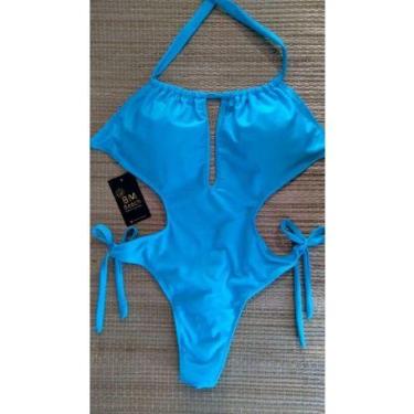 Imagem de Maiô de banho Fio Dental com busto decotado BM BEACH, Azul piscina, M