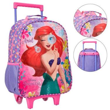 Imagem de Kit Mochila Rodinhas Estojo Lancheira Disney Princesas Ariel - Xeryus,