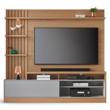 Imagem de Estante Home Theater Maceió para TV até 65” - Colibri Freijó/Cinza Fosco