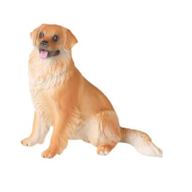 Imagem de Dynwave Escultura de cachorro realista, estatueta de animal, brinquedos decorativos em miniatura, presentes de aniversário, modelo colecionável, ornamento, Marrom