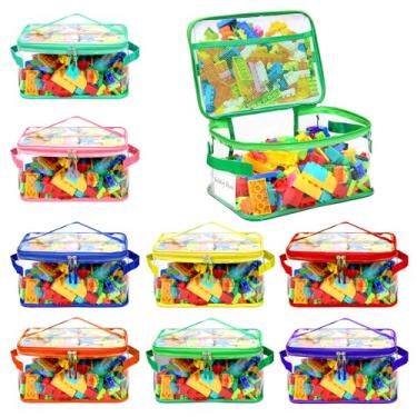Imagem de 8 Pack Clear Toy Storage Bags, Extra Large Capacity Transparent Waterproof PVC Toy Organizing Bags with Name Tag and Manual Pocket for Building Blocks Board Games, Puzzle, Kids Books (Color)