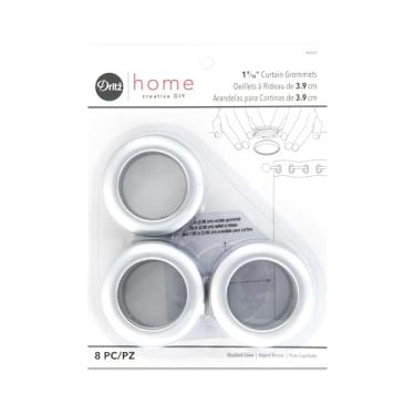Imagem de Dritz Pacote com 8 argolas de cortina, prata escovada, 1-9/16"