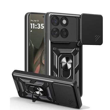 Imagem de Capa protetora de camada dupla para Motorola Moto Edge 60, armadura resistente [grau militar] protetora, para Moto Edge 60 com lente protege a capa de telefone com suporte magnético preta