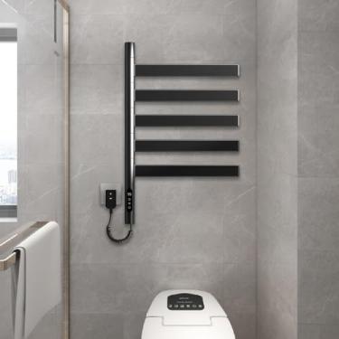 Imagem de Toalheiro, Toalheiro Aquecido, Toalheiro Aquecido De Parede Com Temporizador + Controle De Toque/App/Assistente De Voz - 5 Barras De Toalheiros Aquecidos Para Secagem,A