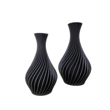 Imagem de Kit 2 Vasos Decorativos em Espiral Impressão decoração sala objetos decoração estante(Preto)