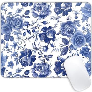 Imagem de Capa floral rosa azul e branca mousepad personalizado base de borracha antiderrapante mouse pads para computadores, laptop, escritório, acessórios de mesa mouse pad