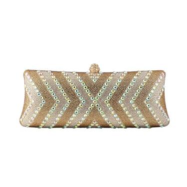 Imagem de DEBIMY Bolsa feminina de diamante brilhante para noite bolsa completa de strass, bolsa clutch de cristal para festa de formatura, Dourado, Brilhante e elegante