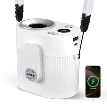 Imagem de CIVPOWER Ventilador portátil com clipe de cintura: resfriamento turbo de 20.000 RPM - bateria recarregável de 8000 mAh e visor de LED - Ventilador de cinto de 5 velocidades na camisa para atividades