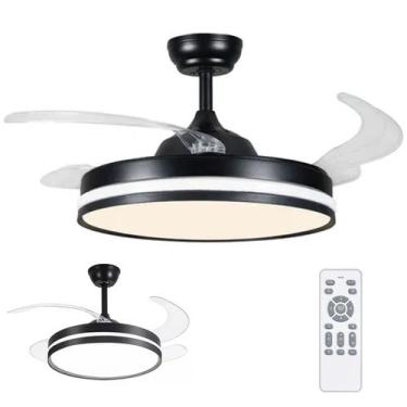 Imagem de Ventilador de Teto Grande Led 3 em 1 Lampada Lustre Pa Retratil Contro