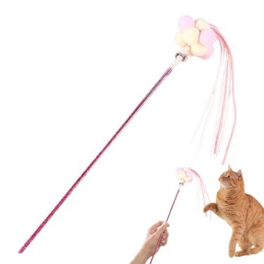 Imagem de Rrlihjgu Brinquedo de bastão de gato, brinquedos de varinha provocadora de gato | Varinha Teaser Interativa com Bola de Pelúcia,Brinquedo de exercício para animais de estimação com design resistente a