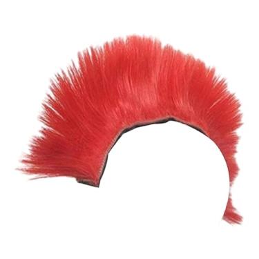 Imagem de JicSuXi Peruca de capacete de motociclista punk reutilizável, peruca de fantasia de fantasia para festa de aniversário, passeios casuais, casamento, capacetes, Vermelho