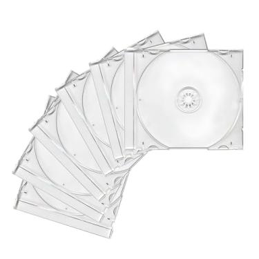 Imagem de Suvnie Caixa de CD transparente padrão de 6 peças, caixa de armazenamento de CD fina de 10 mm com bandeja preta montada, capa de plástico durável para CD DVD para substituição de proteção, acessórios