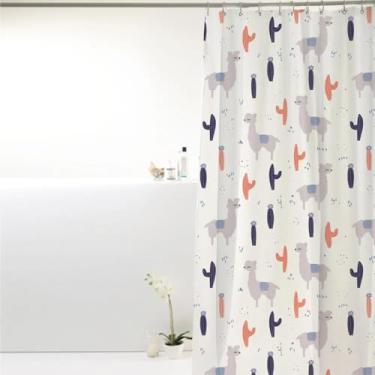 Imagem de Cortina Box Banheiro Poliéster Com Ganchos 198x180cm Div Est (198cm x 180cm, Lhama)