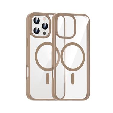 Imagem de HAO RIYLN Capa de celular para Iphone16 Pro Max/16/16Pro/16Plus, magnética evita impressões digitais, não amarela, fina, resistente, à prova de impacto, transparente, amarela, 16Pro Max