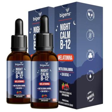Imagem de Night Calm B12: Melatonina e Vitamina B12 em gotas, com Sabor Frutas Vermelhas, Unidade 30 ml, Bigens. (Kit 2)