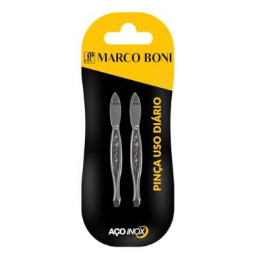 Imagem de Kit com 2 Pinças para Sobrancelhas, Ponta Reta, Aço Inox, Marco Boni, 2 Unidades