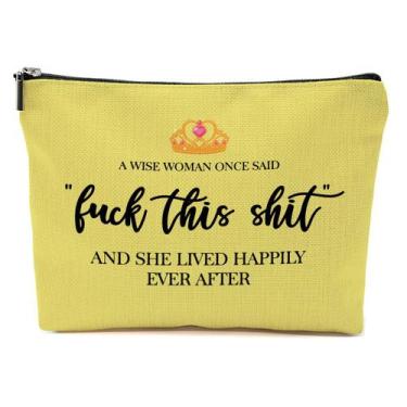 Imagem de Bolsa de viagem de maquiagem Blue Leaves, presentes engraçados para mu
