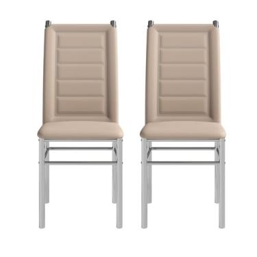 Imagem de Conjunto 2 Cadeiras Aço Cromada Tokio Reforçada Estofada material sint