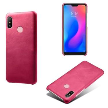 Imagem de Capa para Xiaomi Redmi 6 Pro,Proteção contra quedas,Casca de volta de cor sólida simples,Design de couro de imitação de plástico-Rose