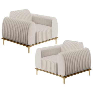 Imagem de Kit 02 Poltronas Com Pés D'Ouro Molino D02 Linho Cru C-443