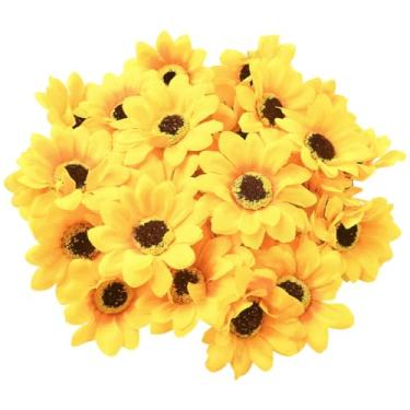 Imagem de SOFPLATE 30 Pçs Pequenas Cabeças de Girassol Artificiais Pano Flores Artificiais Amarelo 2,95 Polegadas Mini Tecido Flores Margaridas Cabeças Florais Enfeites para DIY Guirlandas Casa Vaso de