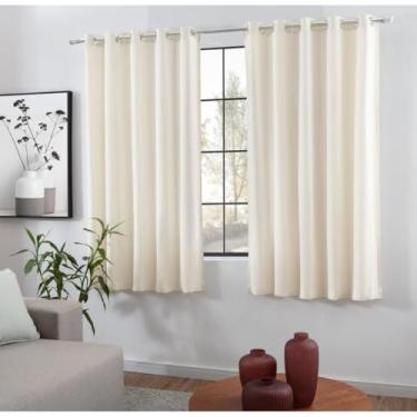 Imagem de Cortina Cozinha Voil Gaze Linho Palha 2,80x1,40 Forro Microfibra