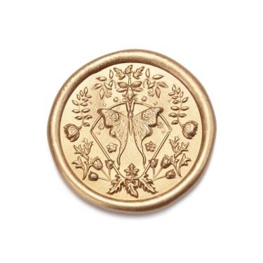 Imagem de Eisumy 50 adesivos de selo de cera floral e borboleta antigo dourado para casamento/aniversário/chá de bebê/ação de graças/convite/adesivo de envelope de negócios