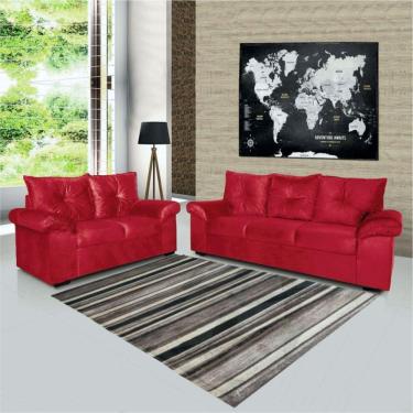 Imagem de Kit Sofá 2 E 3 Lugares 1015 Vermelho Mamflex Vermelho