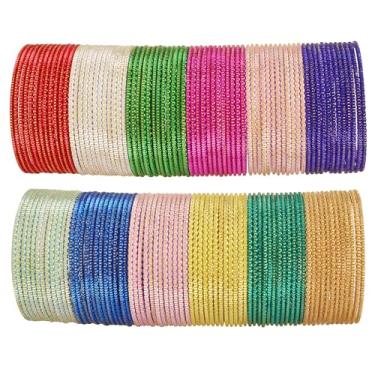 Imagem de Touchstone Pulseiras femininas indianas de Bollywood com glitter dourado, fosco, texturizado, vintage, cores vintage, joias de grife., XL - Circ 8.6 in-Indn Size 2.12-Dia 2.7 in, Sem pedras preciosas