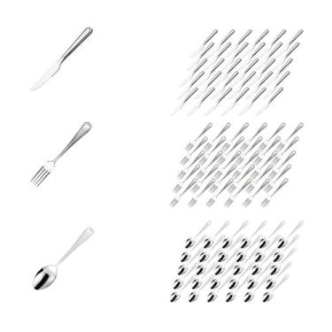 Imagem de Jogo Garfo Faca Colher Aço Inox 90 Pçs Restaurante / Bar - Em casa tem