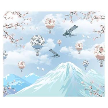 Imagem de Papel de Parede Adesivo Infantil Aviões Balões Quarto Menino Menina - 