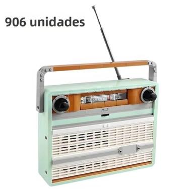 Imagem de Retro 1970s Transistor Radio Building Blocks Modelo Música Decoração D