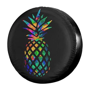 Imagem de Dujiea Capa de Pneu de Abacaxi Colorida, Capa Universal para Pneu de Roda Impermeável à Prova de Poeira para Jeep Trailer Rv Van SUV Caminhão Camper e Muitos Veículos 35 40 40 cm