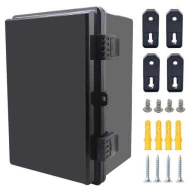 Imagem de Otdorpatio Caixa de junção, capa preta articulada IP67 à prova d'água ABS caixa de projeto com placa de montagem caixa elétrica com suporte de parede 11,8 x 7,9 x 6,7 polegadas (300 x 200 x 170 mm)