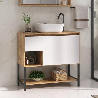 Imagem de Gabinete Apollo 90 com Pés - Fabribam, Antiqua/branco