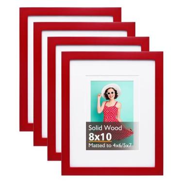 Imagem de Porta-retratos KINLINK Red Wood 20x25cm com acrílico, conjunto de 4