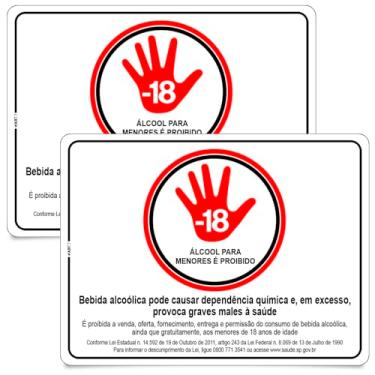 Imagem de Placa Aviso SinalizaçãoProibido Álcool Para Menores 18 Anos Adega Casa Bebidas