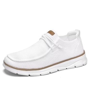 Imagem de Sapato masculino casual sem cadarço moderno leve mocassim vestido de caminhada tênis malha de trabalho Oxford sola macia, Z17 branco, 38