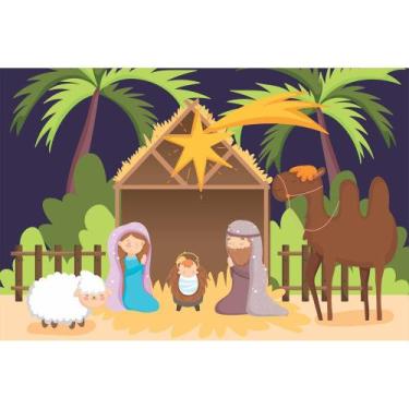 Imagem de Painel De Tecido Sublimado Presépio De Jesus - Fabrika de Festa, 250x2
