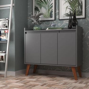 Imagem de Aparador Buffet 90cm Retro Mdf Grafite Madri - On Móveis