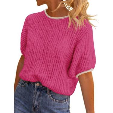 Imagem de Suéter Saodimallsu de manga curta folhada para mulheres